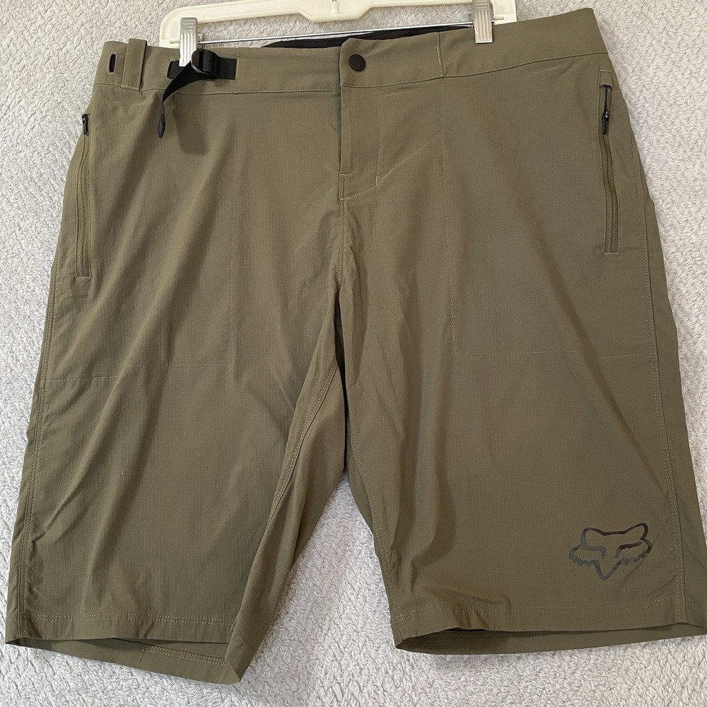 Fox Racing Ranger Shorts Men's 38 Green Slash Zip Pockets Button Casual